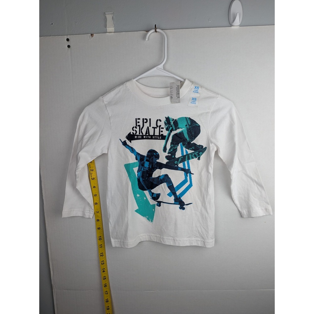 The‎ Childrens Place Boys Epic Skate Graphic Long Sleeve Tee White XS 4